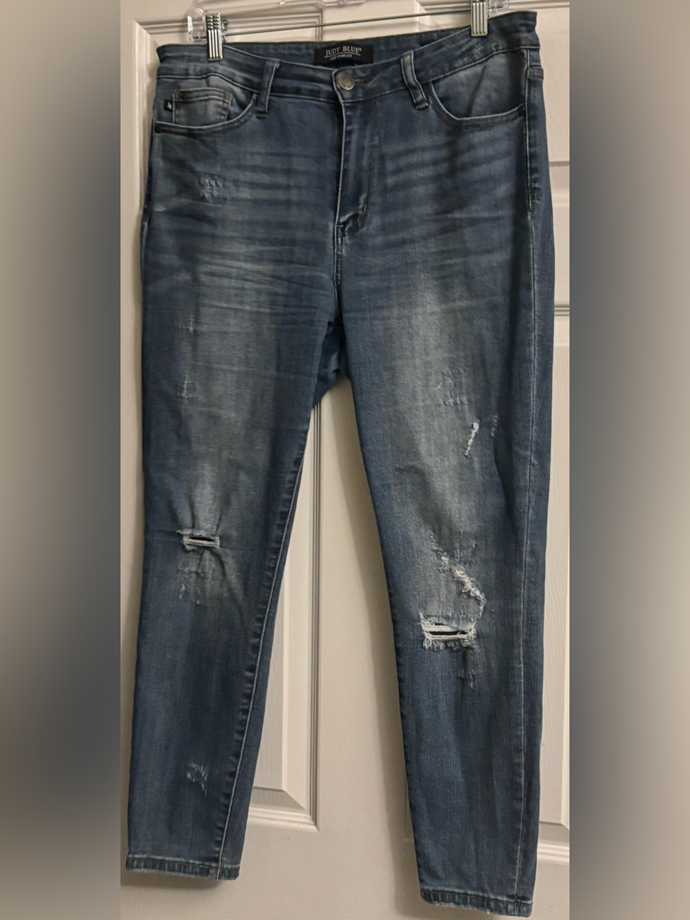 Judy Blue Faded Blue Distressed Skinny Jeans